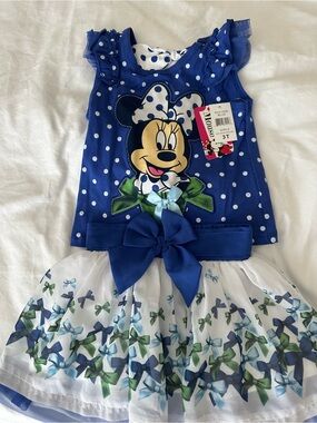 Disney Blue Polka Dot and Bow Minnie Mouse Dress